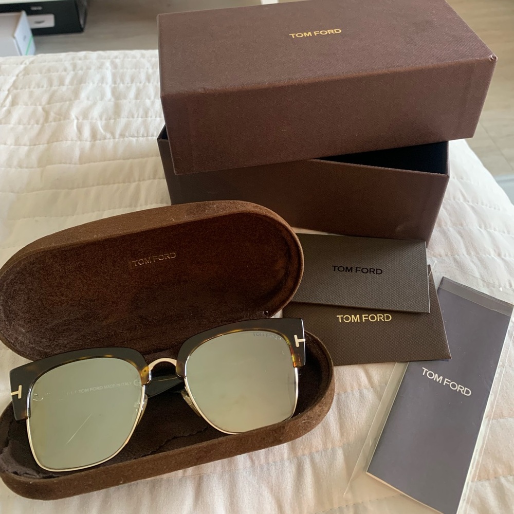 Unisex Tom Ford Blue Mirrored Sunglasses